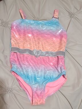Magic Pastel Pink Girls' Swimsuit with Shimmer Accent